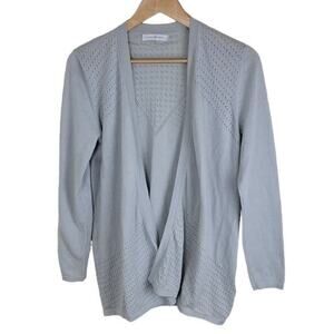 August Silk Womens Open Cardigan size S Grey Silver Long Sleeve